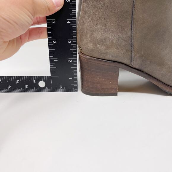 Kate Spade Size 6 Gray Leather Block Heeled Tall Boots Almond Toe Side Zipper - Picture 6 of 15